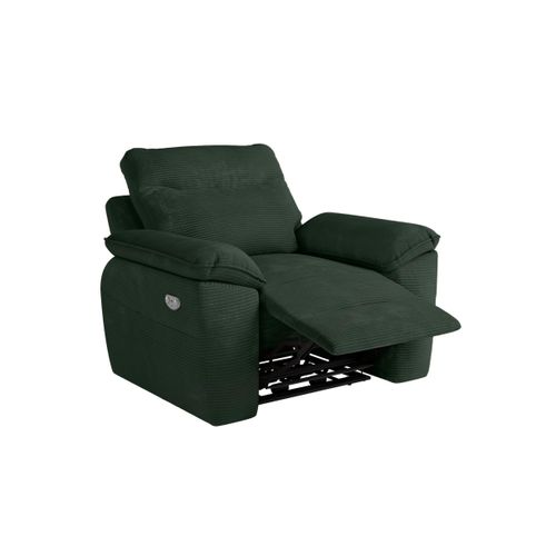 Pack - Canapé De Relaxation Ross Électrique 3 Places Et Fauteuil En Velours Côtelé - Vert Foncé