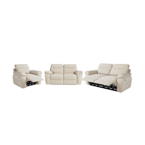 Canapés De Relaxation Ross Électriques 3 Et 2 Places Et Fauteuil En Tissu Texturé 3d - Beige