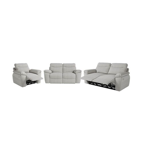 Canapés De Relaxation Ross Électriques 3 Et 2 Places Et Fauteuil En Tissu Texturé 3d - Gris Clair