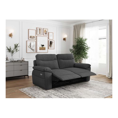 Canapés De Relaxation Ross Électriques 3 Et 2 Places Et Fauteuil En Tissu Texturé 3d - Gris Foncé