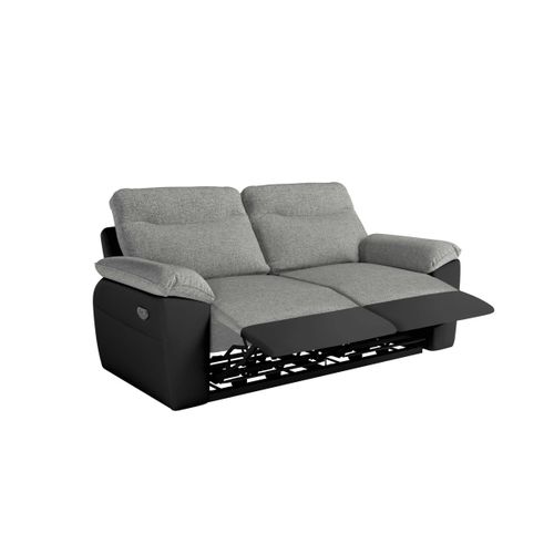 Canapés De Relaxation Ross Électriques 3 Et 2 Places Et Fauteuil En Tissu Et Simili - Noir/gris