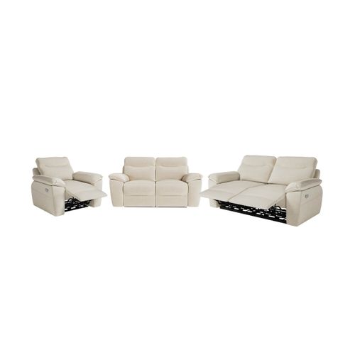 Canapés De Relaxation Ross Électriques 3 Et 2 Places Et Fauteuil En Tissu Antitache - Beige
