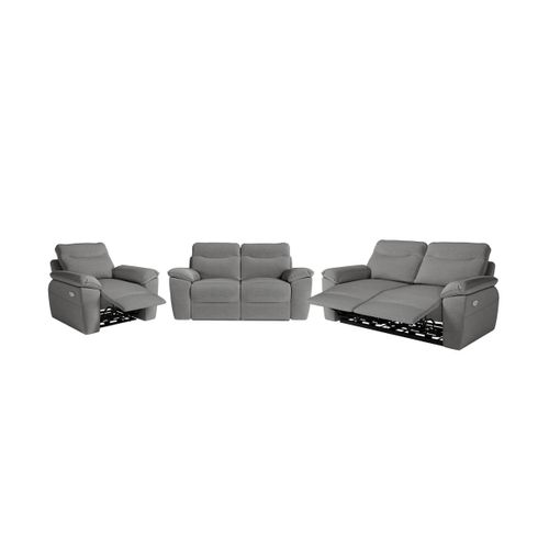 Canapés De Relaxation Ross Électriques 3 Et 2 Places Et Fauteuil En Tissu Antitache - Gris