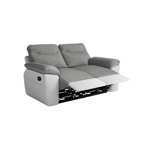 Pack - Canapé De Relaxation Ross Manuel 2 Places Et Fauteuil En Tissu Antitache - Blanc/gris