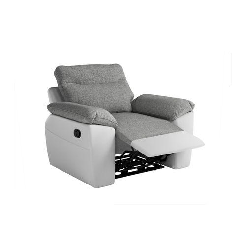 Pack - Canapé De Relaxation Ross Manuel 2 Places Et Fauteuil En Tissu Antitache - Blanc/gris