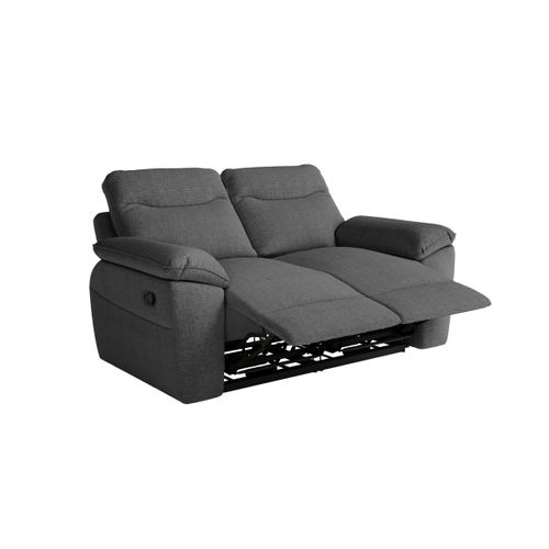 Pack - Canapé De Relaxation Ross Manuel 2 Places Et Fauteuil En Tissu Texturé 3d - Gris Foncé