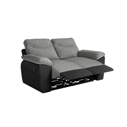Pack - Canapé De Relaxation Ross Manuel 2 Places Et Fauteuil En Tissu Et Simili - Noir/gris