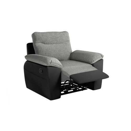 Pack - Canapé De Relaxation Ross Manuel 2 Places Et Fauteuil En Tissu Et Simili - Noir/gris