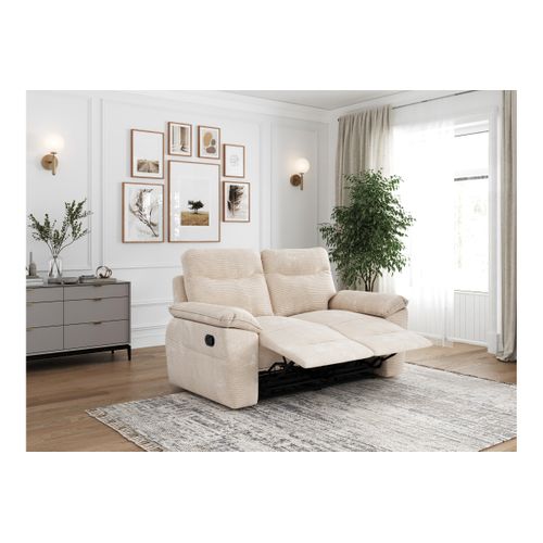Pack - Canapé De Relaxation Ross Manuel 2 Places Et Fauteuil En Velours Côtelé - Beige