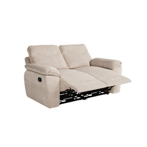 Pack - Canapé De Relaxation Ross Manuel 2 Places Et Fauteuil En Velours Côtelé - Beige