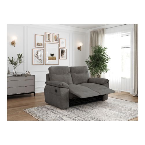 Pack - Canapé De Relaxation Ross Manuel 2 Places Et Fauteuil En Velours Côtelé - Gris