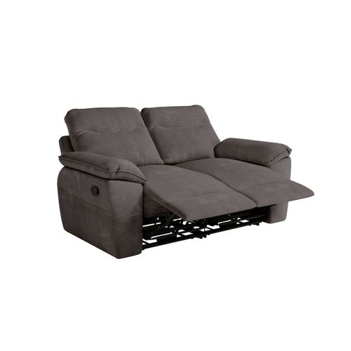Pack - Canapé De Relaxation Ross Manuel 2 Places Et Fauteuil En Velours Côtelé - Gris