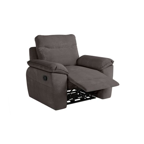 Pack - Canapé De Relaxation Ross Manuel 2 Places Et Fauteuil En Velours Côtelé - Gris