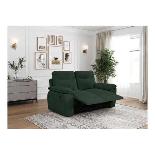 Pack - Canapé De Relaxation Ross Manuel 2 Places Et Fauteuil En Velours Côtelé - Vert Foncé
