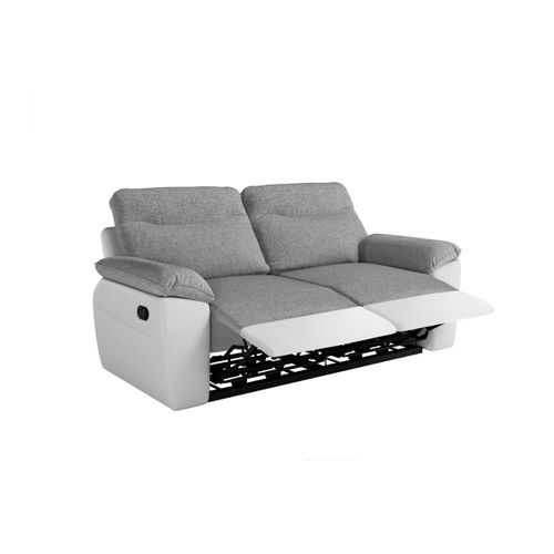 Pack - Canapé De Relaxation Ross Manuel 2 Et 3 Places En Tissu Et Simili - Blanc/gris