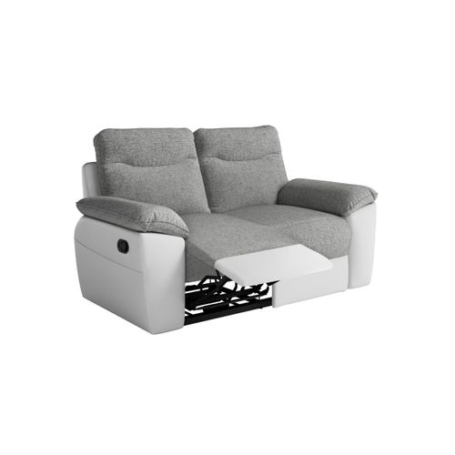 Pack - Canapé De Relaxation Ross Manuel 2 Et 3 Places En Tissu Et Simili - Blanc/gris