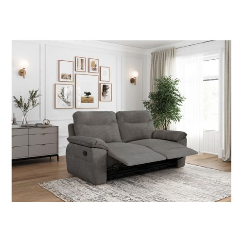 Pack - Canapé De Relaxation Ross Manuel 2 Et 3 Places En Velours Côtelé - Gris