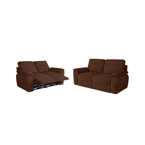 Pack - Canapé De Relaxation Ross Manuel 2 Et 3 Places En Velours Côtelé - Marron