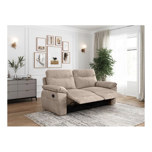 Pack - Canapé De Relaxation Ross Manuel 2 Et 3 Places En Velours Côtelé - Taupe