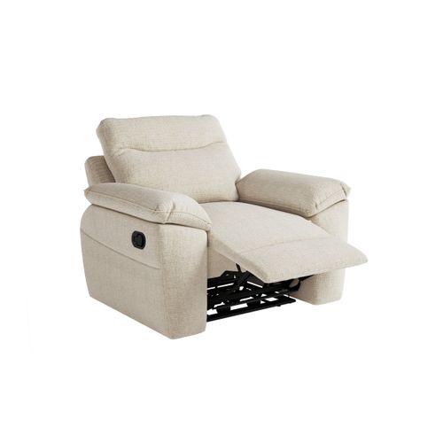 Pack - Canapé De Relaxation Ross Manuel 3 Places Et Fauteuil En Tissu Texturé 3d - Beige
