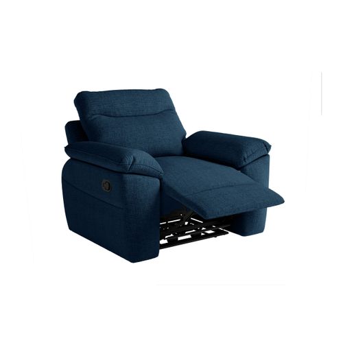 Pack - Canapé De Relaxation Ross Manuel 3 Places Et Fauteuil En Tissu Texturé 3d - Bleu Foncé