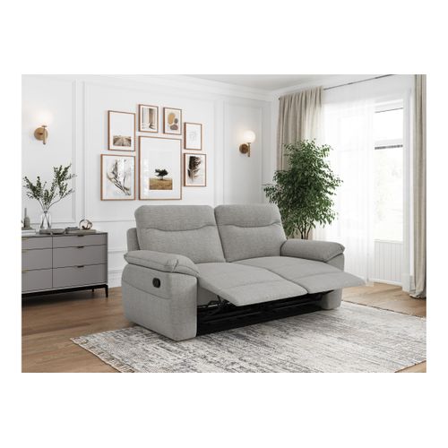 Pack - Canapé De Relaxation Ross Manuel 3 Places Et Fauteuil En Tissu Texturé 3d - Gris Clair