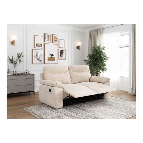 Pack - Canapé De Relaxation Ross Manuel 3 Places Et Fauteuil En Velours Côtelé - Beige