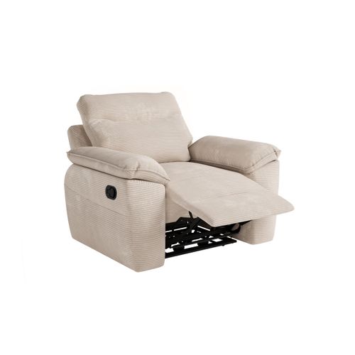Pack - Canapé De Relaxation Ross Manuel 3 Places Et Fauteuil En Velours Côtelé - Beige