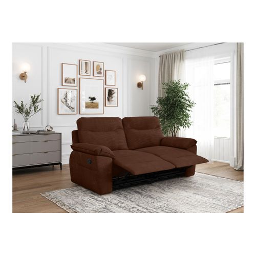 Pack - Canapé De Relaxation Ross Manuel 3 Places Et Fauteuil En Velours Côtelé - Marron