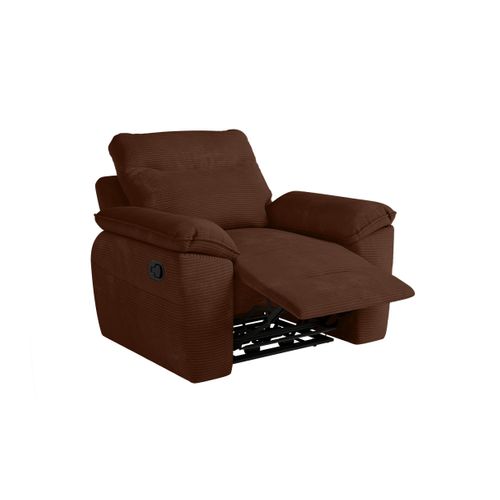 Pack - Canapé De Relaxation Ross Manuel 3 Places Et Fauteuil En Velours Côtelé - Marron