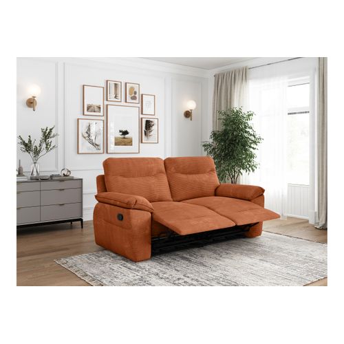 Pack - Canapé De Relaxation Ross Manuel 3 Places Et Fauteuil En Velours Côtelé - Terracotta