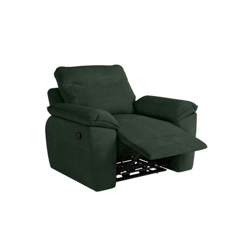 Pack - Canapé De Relaxation Ross Manuel 3 Places Et Fauteuil En Velours Côtelé - Vert Foncé