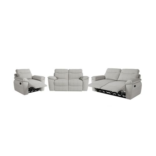 Canapés De Relaxation Ross Manuels 3 Et 2 Places Et Fauteuil En Tissu Texturé 3d - Gris Clair