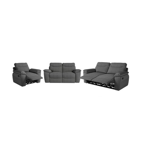 Canapés De Relaxation Ross Manuels 3 Et 2 Places Et Fauteuil En Tissu Texturé 3d - Gris Foncé