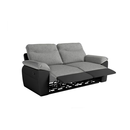 Canapés De Relaxation Ross Manuels 3 Et 2 Places Et Fauteuil En Tissu Et Simili - Noir/gris