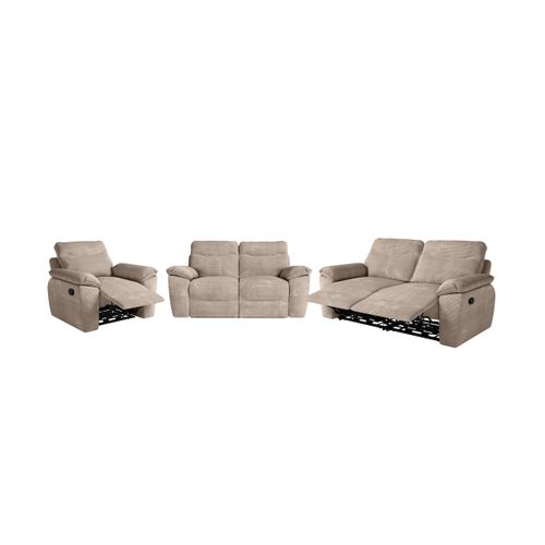 Canapés De Relaxation Ross Manuels 3 Et 2 Places Et Fauteuil En Velours Côtelé - Taupe