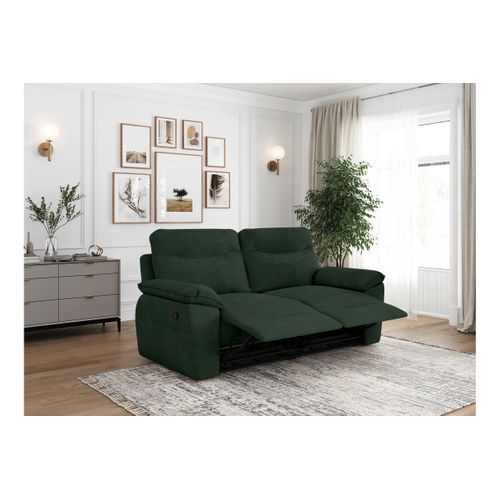 Canapés De Relaxation Ross Manuels 3 Et 2 Places Et Fauteuil En Velours Côtelé - Vert Foncé