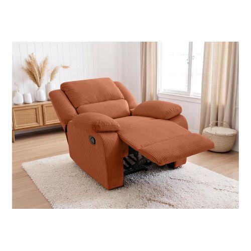 Relaxxo - Fauteuil Relaxation Manuel Leo En Velours Côtelé - Terracotta