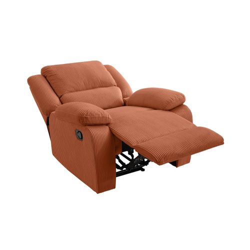 Relaxxo - Fauteuil Relaxation Manuel Leo En Velours Côtelé - Terracotta