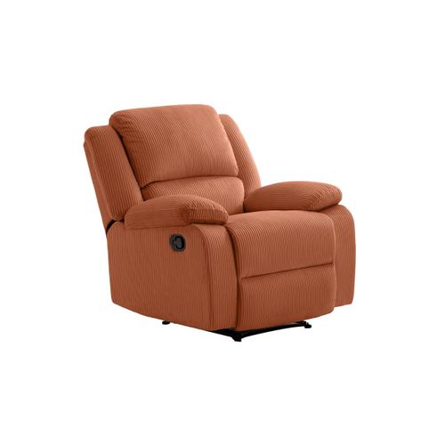 Relaxxo - Fauteuil Relaxation Manuel Leo En Velours Côtelé - Terracotta
