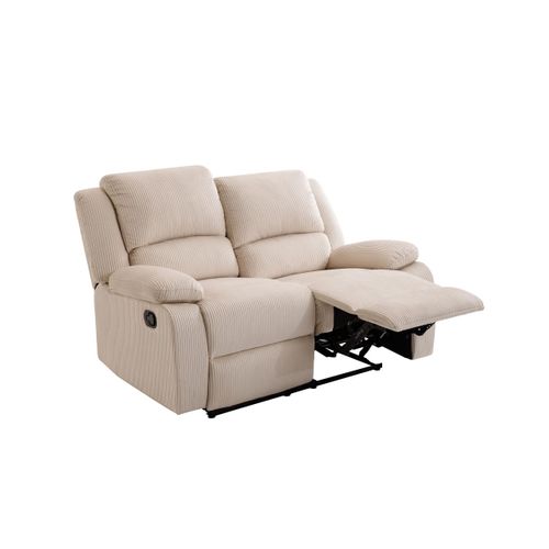 Relaxxo - Canapé De Relaxation Manuel 2 Places Leo En Velours Côtelé - Beige