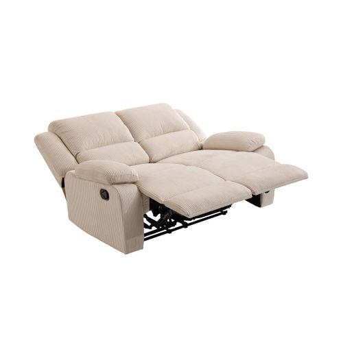 Relaxxo - Canapé De Relaxation Manuel 2 Places Leo En Velours Côtelé - Beige
