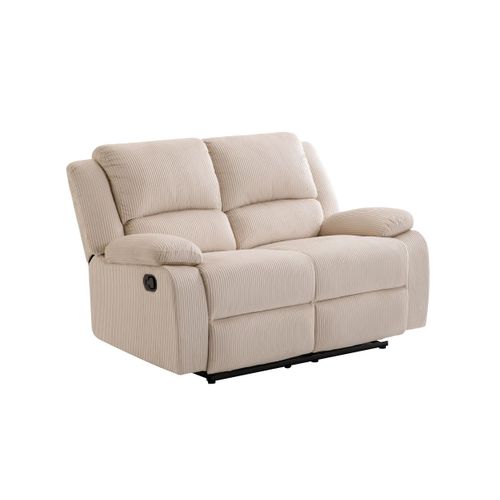 Relaxxo - Canapé De Relaxation Manuel 2 Places Leo En Velours Côtelé - Beige