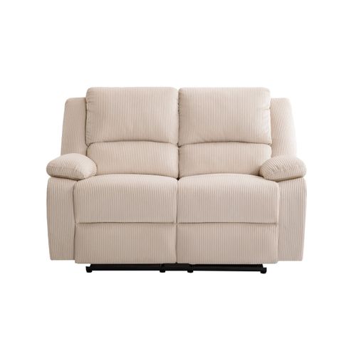 Relaxxo - Canapé De Relaxation Manuel 2 Places Leo En Velours Côtelé - Beige