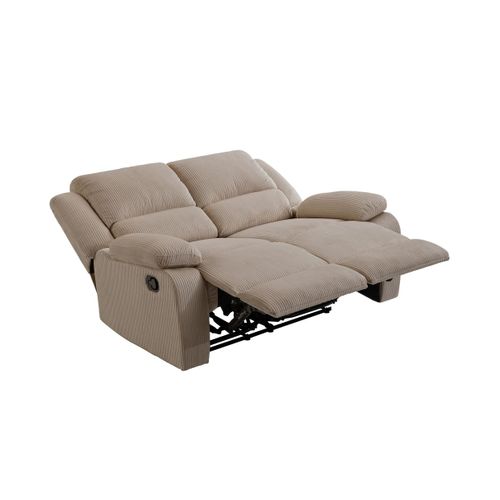 Relaxxo - Canapé De Relaxation Manuel 2 Places Leo En Velours Côtelé - Taupe