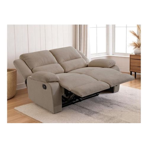 Relaxxo - Canapé De Relaxation Manuel 2 Places Leo En Velours Côtelé - Taupe