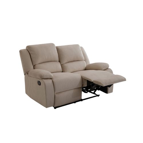 Relaxxo - Canapé De Relaxation Manuel 2 Places Leo En Velours Côtelé - Taupe