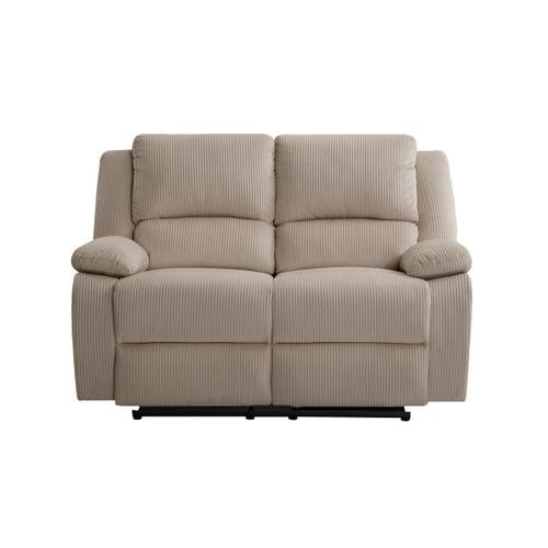 Relaxxo - Canapé De Relaxation Manuel 2 Places Leo En Velours Côtelé - Taupe