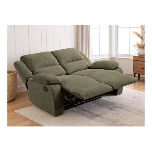 Relaxxo - Canapé De Relaxation Manuel 2 Places Leo En Velours Côtelé - Vert