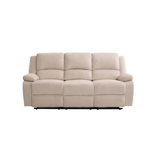 Relaxxo - Canapé De Relaxation Manuel 3 Places Leo En Velours Côtelé - Beige
